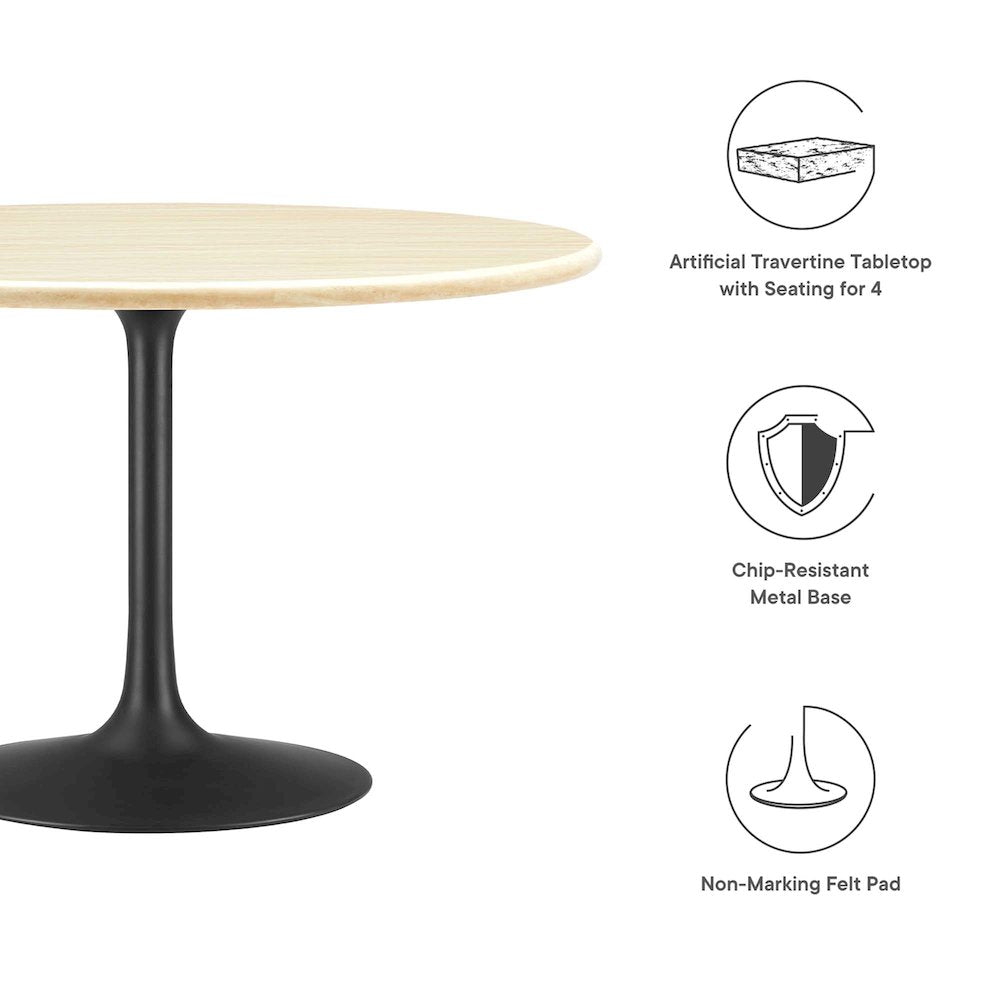Lippa 48" Round Faux Travertine Dining Table