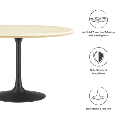 Lippa 48" Round Faux Travertine Dining Table