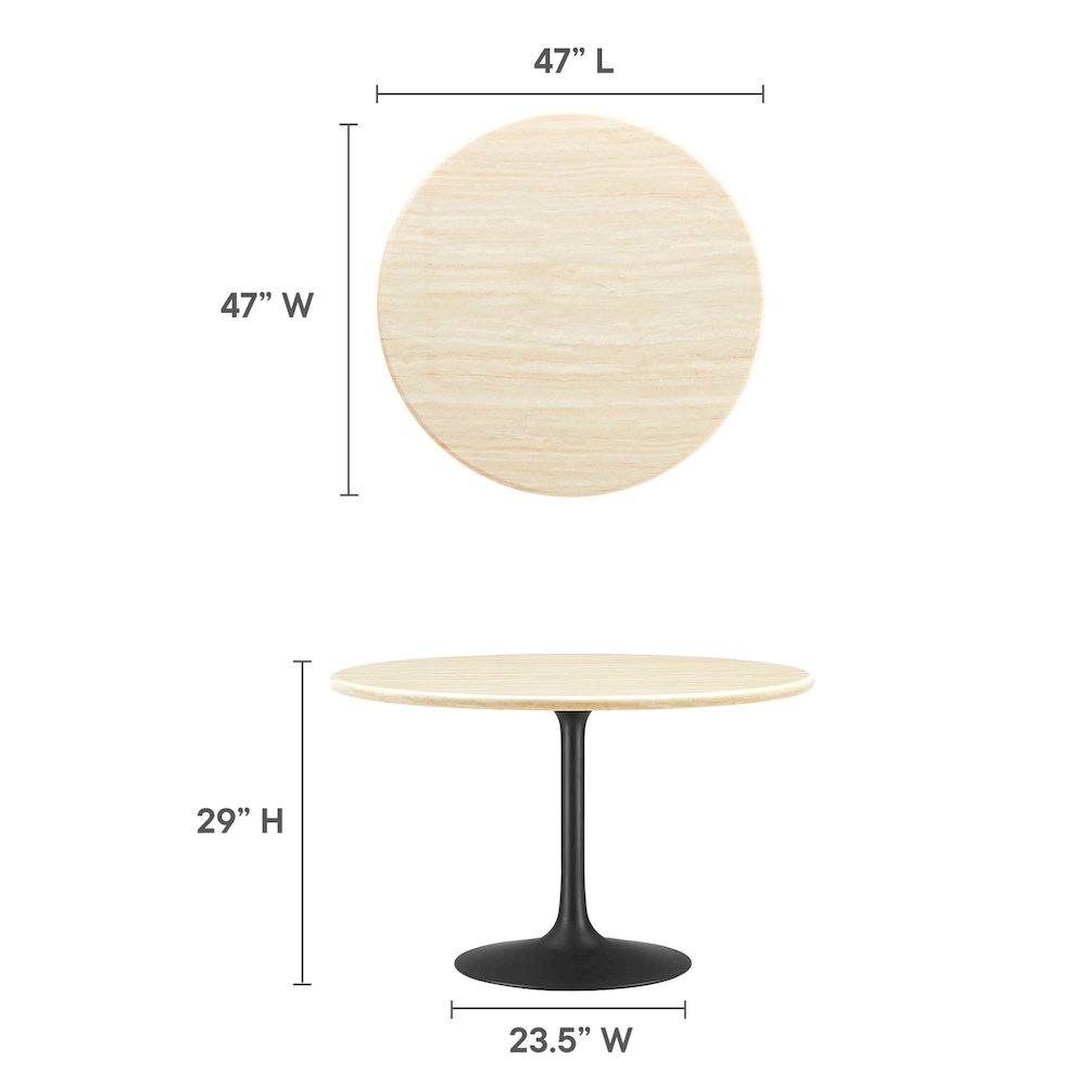 Lippa 48" Round Faux Travertine Dining Table