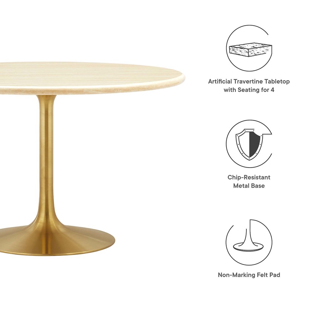 Lippa 48" Round Faux Travertine Dining Table
