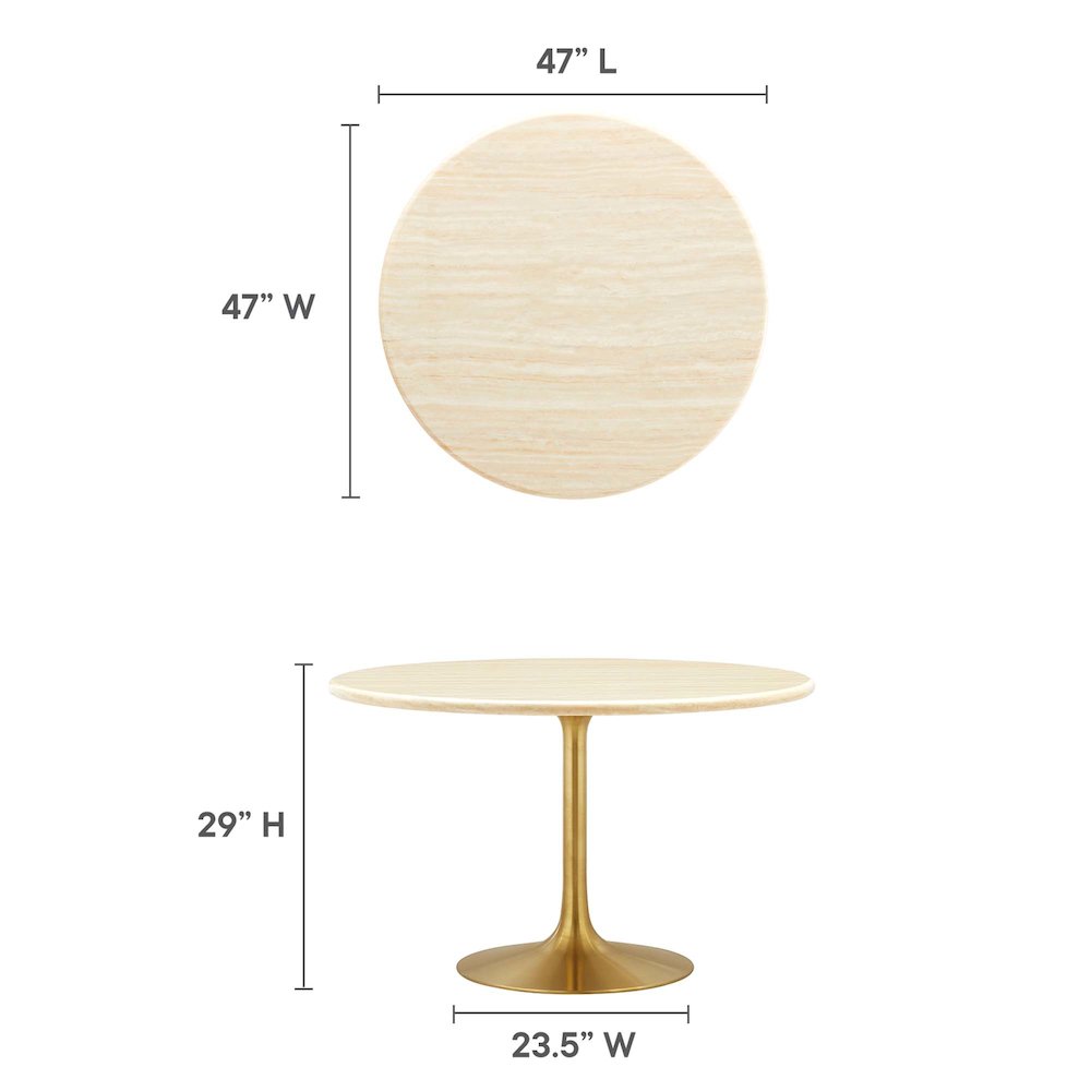 Lippa 48" Round Faux Travertine Dining Table