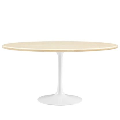 Lippa 60” Oval Faux Travertine Dining Table