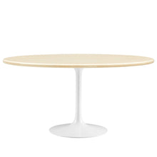 Lippa 60” Oval Faux Travertine Dining Table