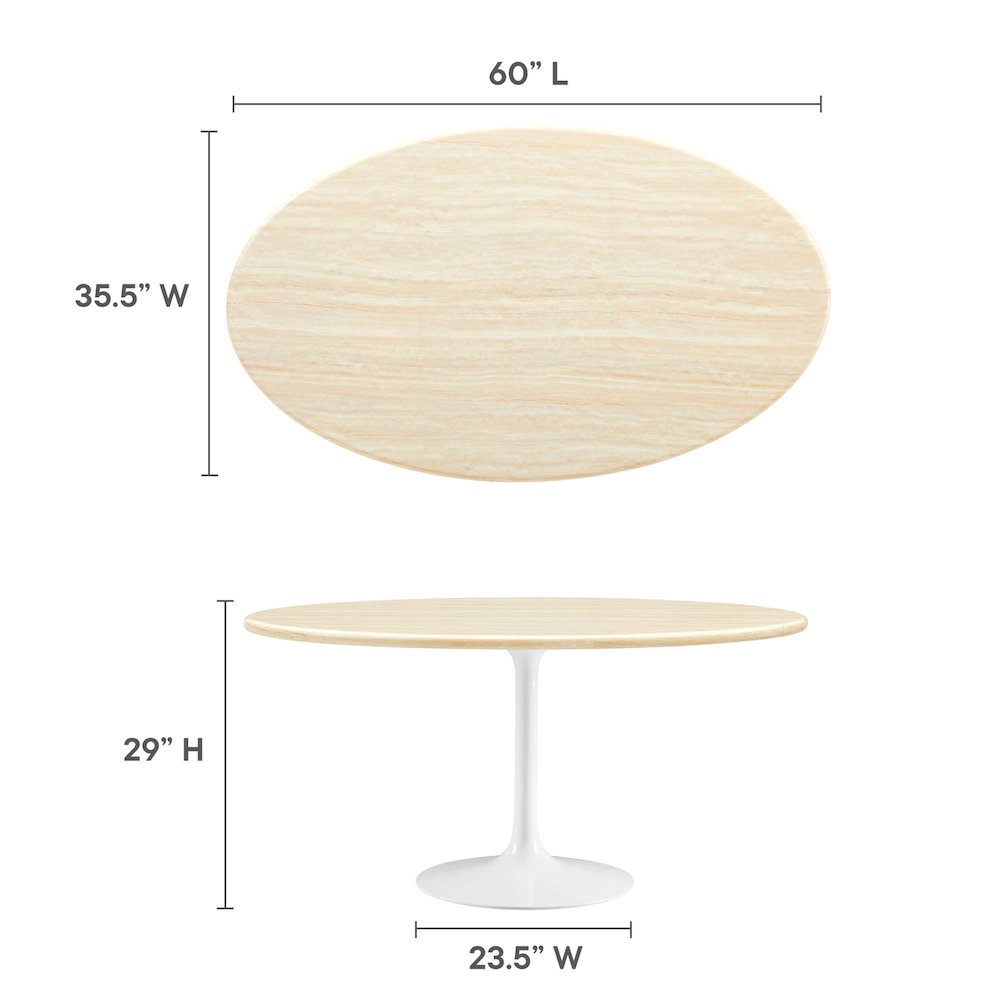 Lippa 60” Oval Faux Travertine Dining Table
