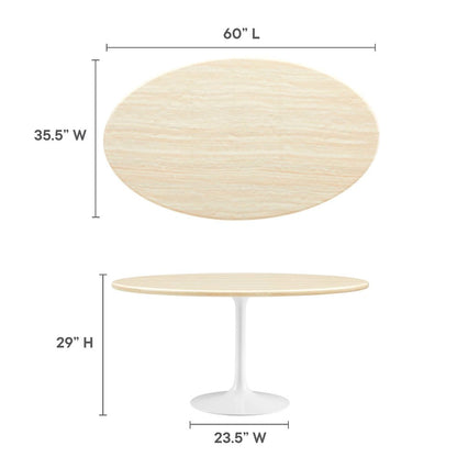 Lippa 60” Oval Faux Travertine Dining Table