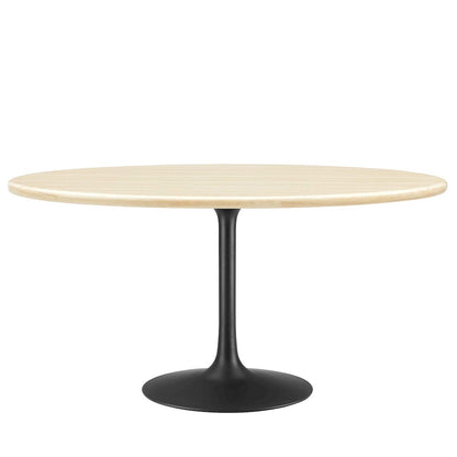 Lippa 60" Oval Faux Travertine Dining Table
