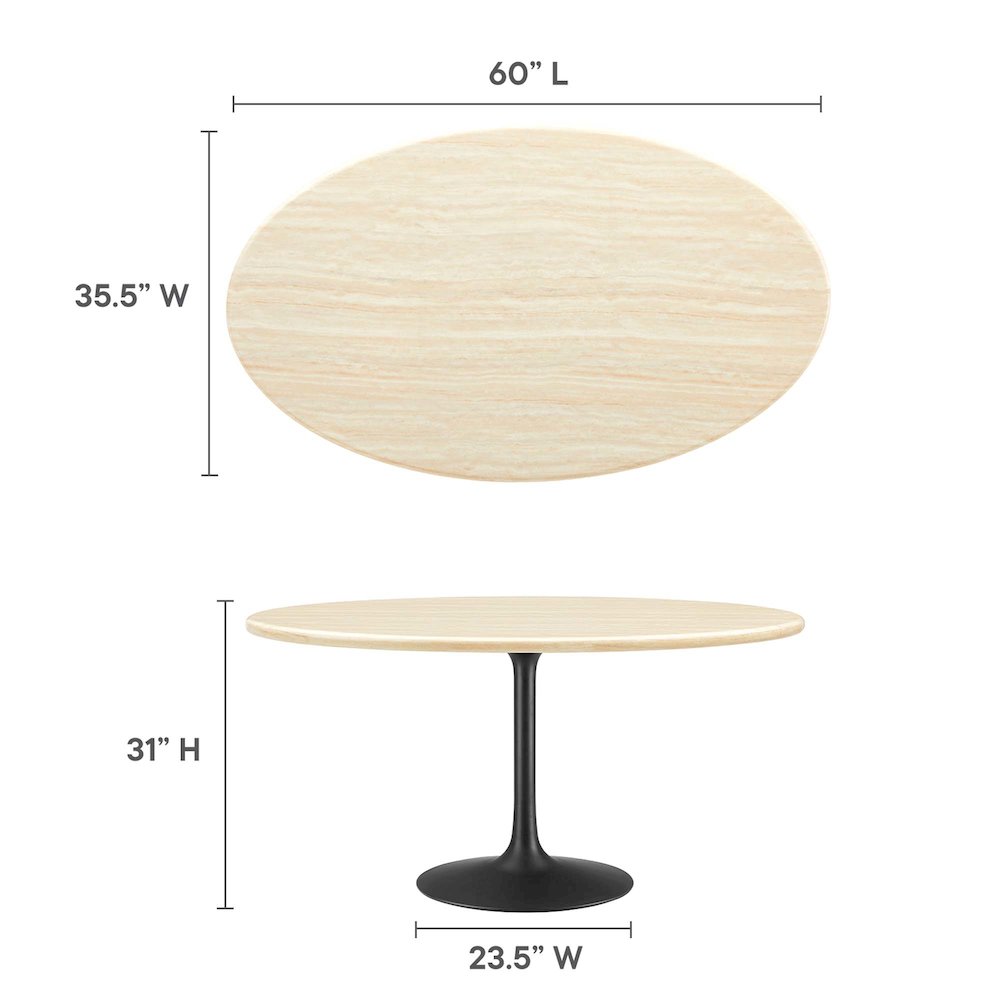 Lippa 60" Oval Faux Travertine Dining Table