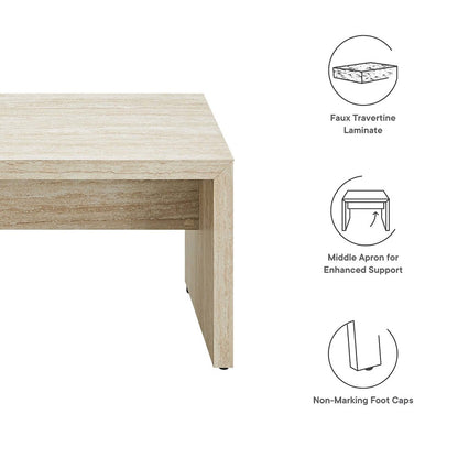 Mirella 53.5” Faux Travertine Bench