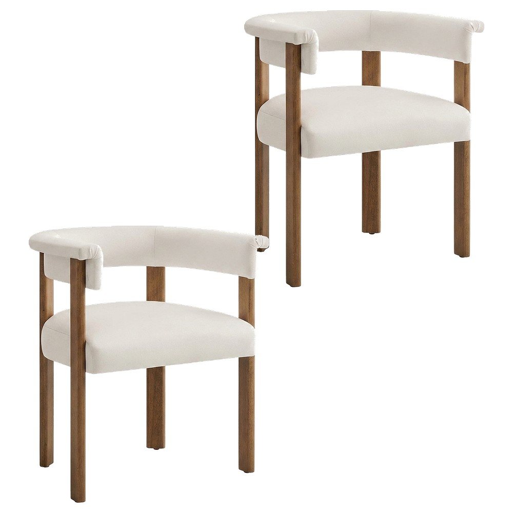 Performance Velvet Barrel Dining Chairs, Alabaster Deep Brown, Set of 2