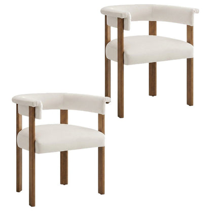 Performance Velvet Barrel Dining Chairs, Alabaster Deep Brown, Set of 2