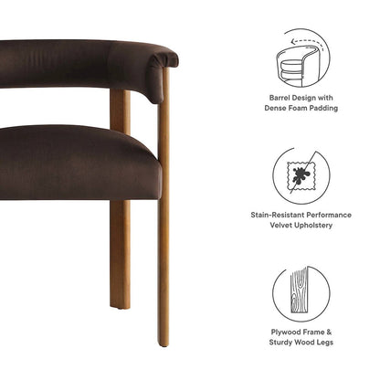 Imogen Performance Velvet Barrel Dining Chairs Set of 2