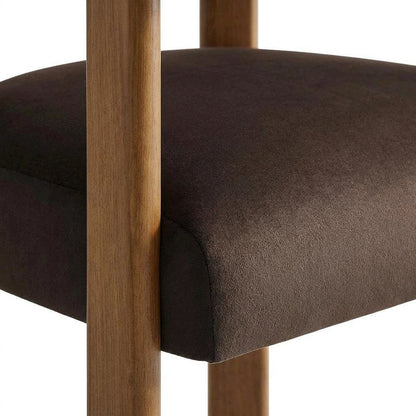 Performance Velvet Barrel Dining Chairs, Chocolate Brown Deep Brown, Set of 2