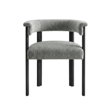 Fabric Upholstered Barrel Dining Chairs, Heathered Weave Gray Black, Set of 2