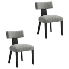 Fabric Upholstered Modern Dining Chair, Heathered Weave Gray Black, Set of 2