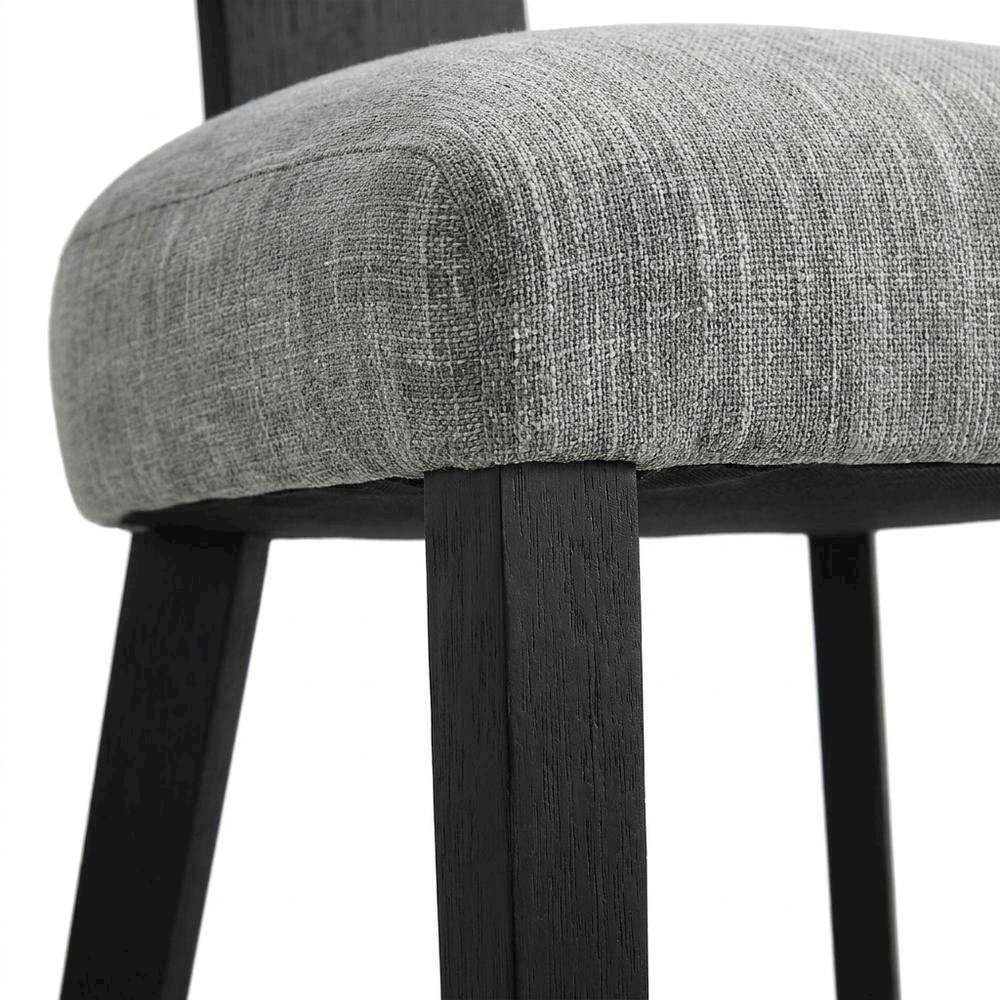 Fabric Upholstered Modern Dining Chair, Heathered Weave Gray Black, Set of 2
