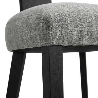 Fabric Upholstered Modern Dining Chair, Heathered Weave Gray Black, Set of 2