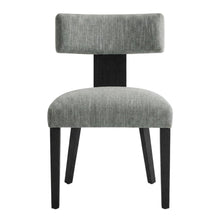 Fabric Upholstered Modern Dining Chair, Heathered Weave Gray Black, Set of 2