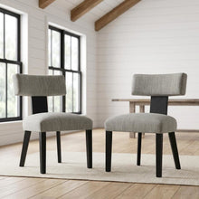 Fabric Upholstered Modern Dining Chair, Heathered Weave Gray Black, Set of 2