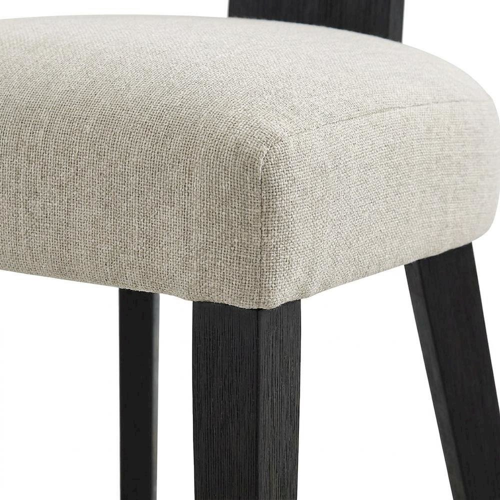 Fabric Upholstered Modern Dining Chair, Heathered Weave Ivory Black, Set of 2
