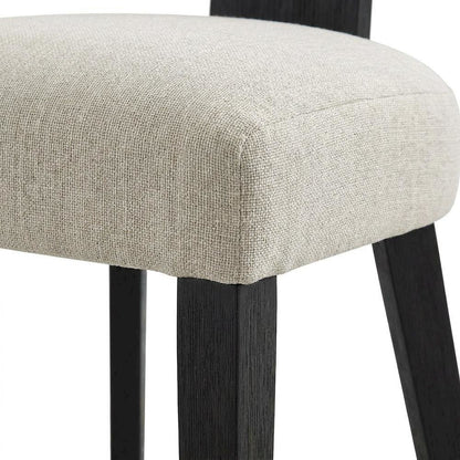 Fabric Upholstered Modern Dining Chair, Heathered Weave Ivory Black, Set of 2
