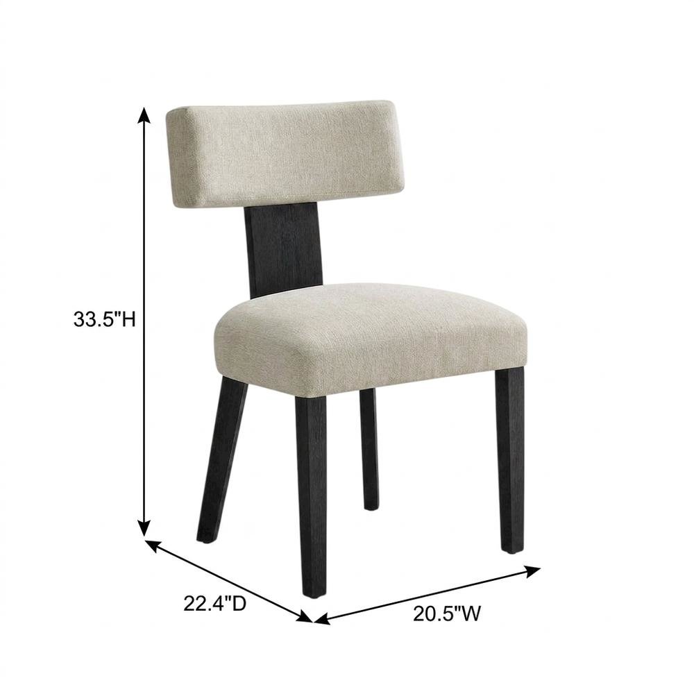 Fabric Upholstered Modern Dining Chair, Heathered Weave Ivory Black, Set of 2