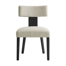 Fabric Upholstered Modern Dining Chair, Heathered Weave Ivory Black, Set of 2