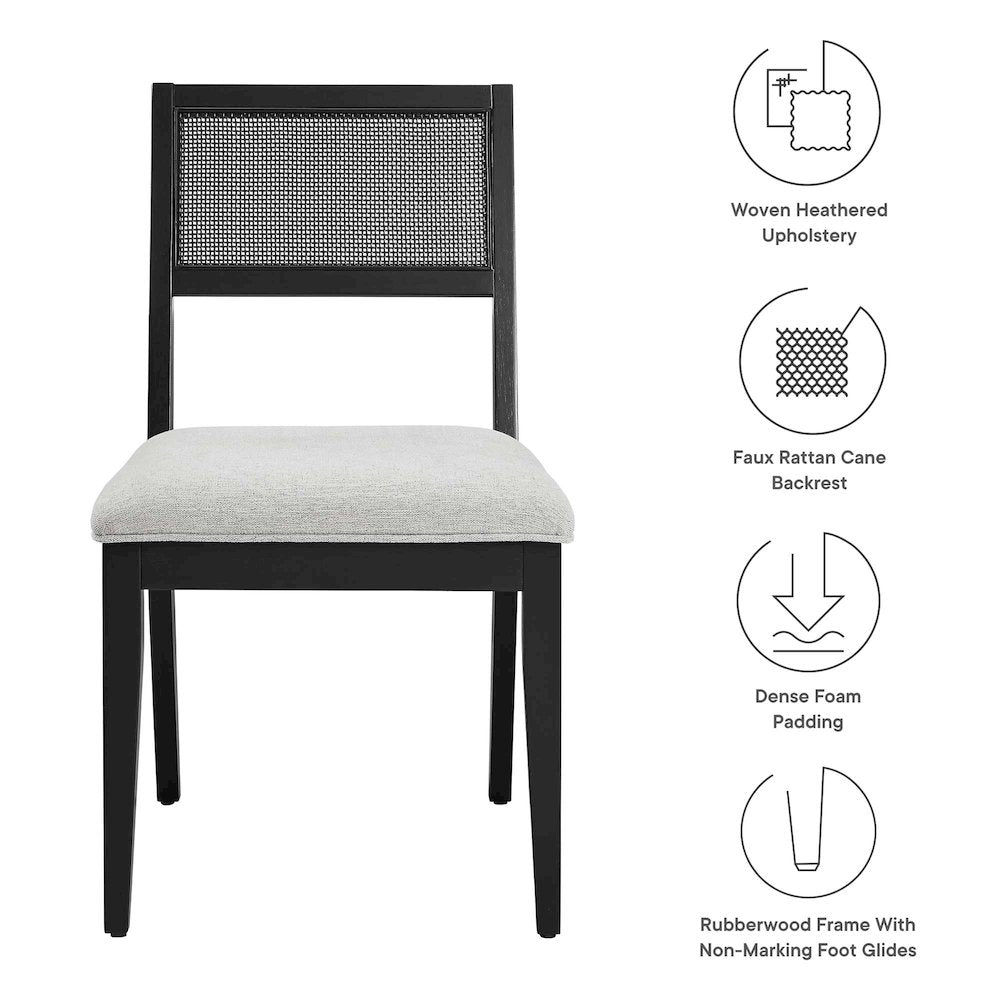 Nimba Faux Rattan Fabric Dining Chairs Set of 2
