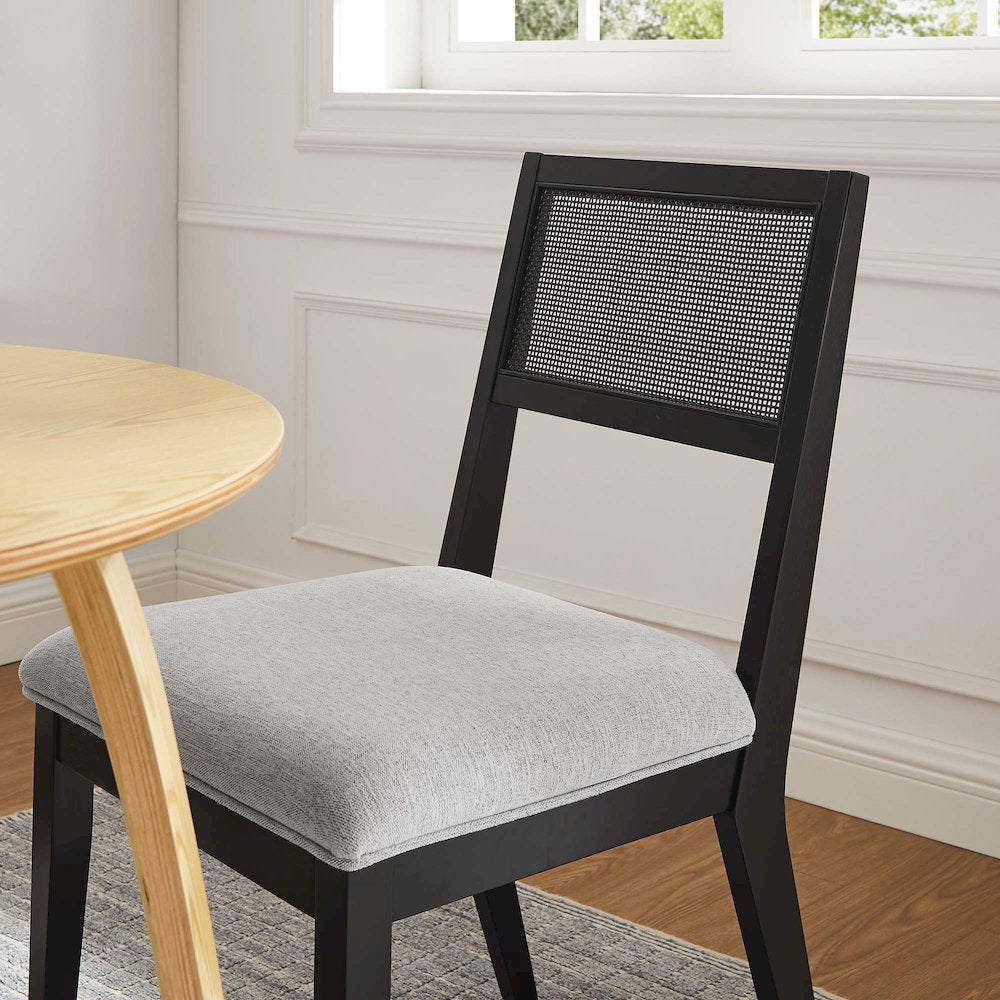 Nimba Faux Rattan Fabric Dining Chairs Set of 2