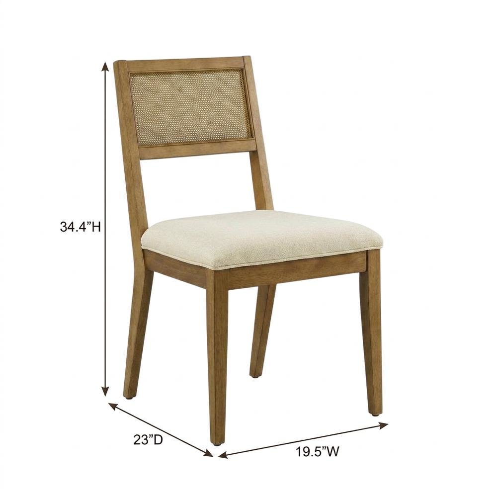 Faux Rattan Fabric Modern Dining Room Chairs, Heathered Weave Ivory, Set of 2
