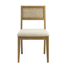Faux Rattan Fabric Modern Dining Room Chairs, Heathered Weave Ivory, Set of 2