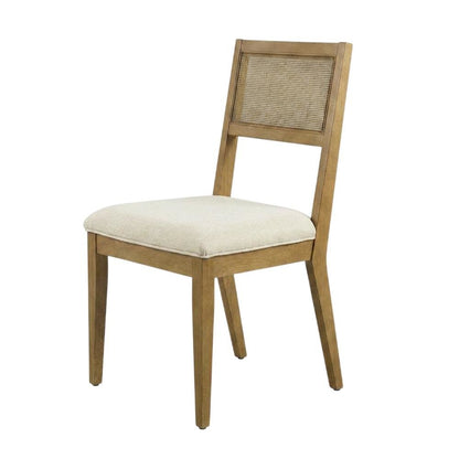 Faux Rattan Fabric Modern Dining Room Chairs, Heathered Weave Ivory, Set of 2