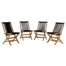 Vienna Outdoor Patio Teak and Rope Folding Chairs Set of 4