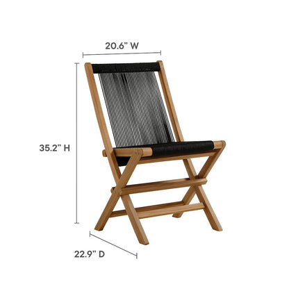 Vienna Outdoor Patio Teak and Rope Folding Chairs Set of 4