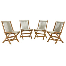Vienna Outdoor Patio Teak and Rope Folding Chairs Set of 4