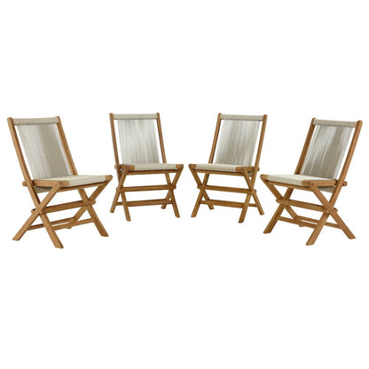 Vienna Outdoor Patio Teak and Rope Folding Chairs Set of 4