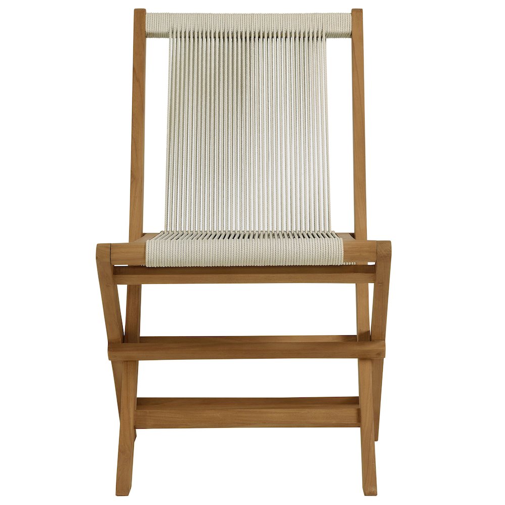 Vienna Outdoor Patio Teak and Rope Folding Chairs Set of 4