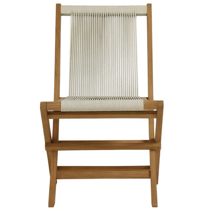 Vienna Outdoor Patio Teak and Rope Folding Chairs Set of 4