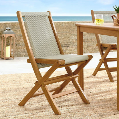 Vienna Outdoor Patio Teak and Rope Folding Chairs Set of 4
