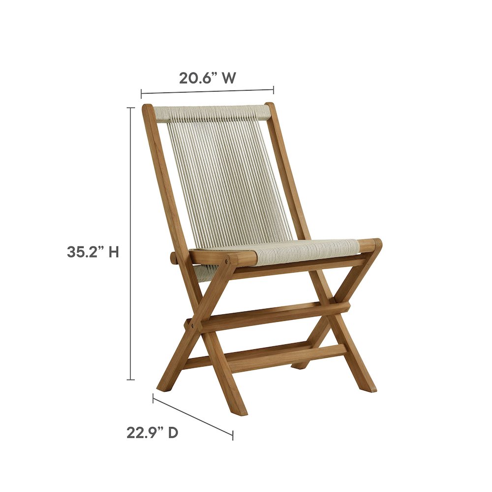 Vienna Outdoor Patio Teak and Rope Folding Chairs Set of 4