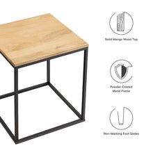 Zora Square Wood and Metal Side Table