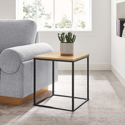 Zora Square Wood and Metal Side Table
