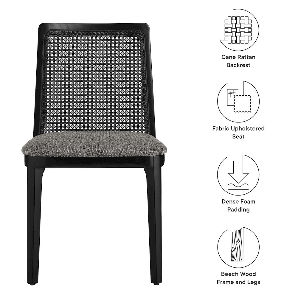 Monarch Wood and Rattan Dining Side Chair