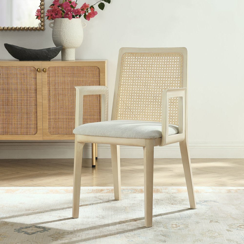 Monarch Wood and Rattan Dining Armchair