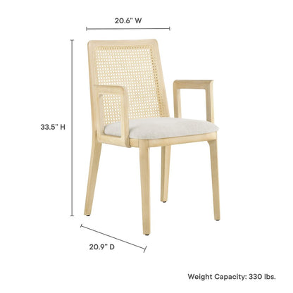 Monarch Wood and Rattan Dining Armchair