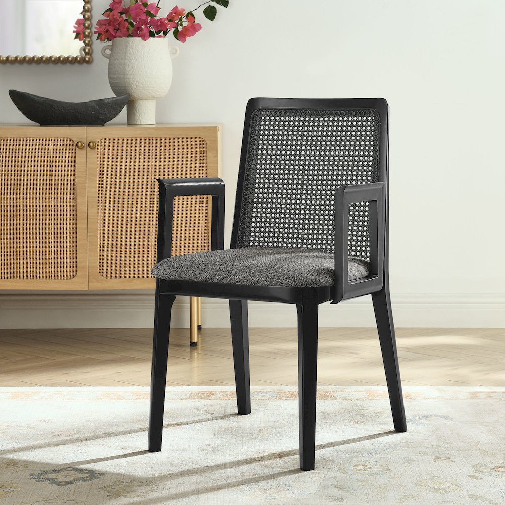 Monarch Wood and Rattan Dining Armchair