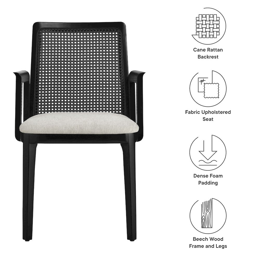 Monarch Wood and Rattan Dining Armchair