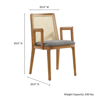 Monarch Wood and Rattan Dining Armchair