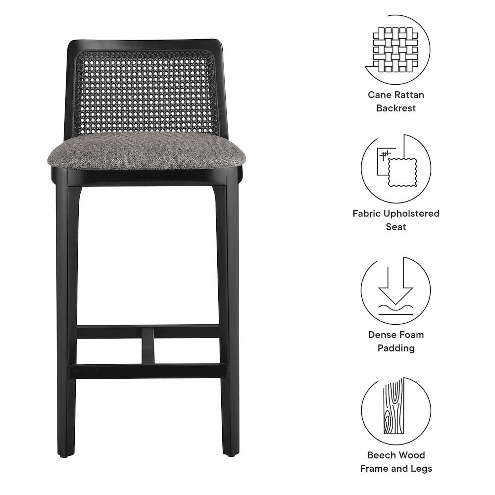 Monarch Wood and Rattan Counter Stool