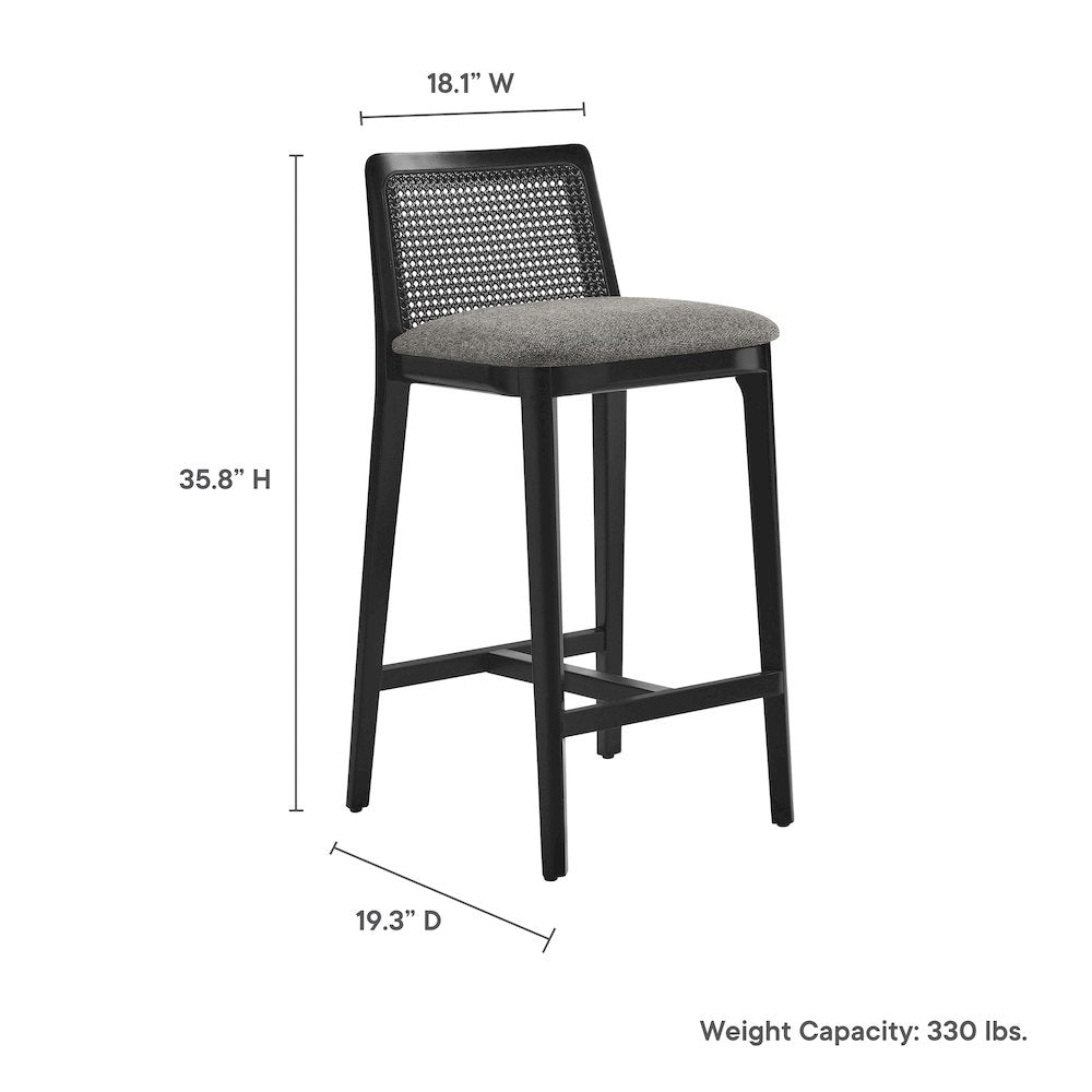 Monarch Wood and Rattan Counter Stool