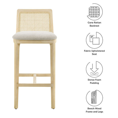 Monarch Wood and Rattan Bar Stool